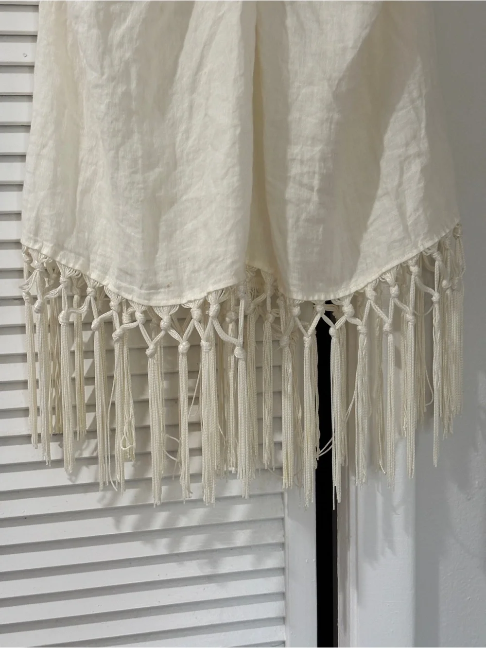 Zara 100% Linen White Halter Fringe Summer Top - Picture 7 of 11
